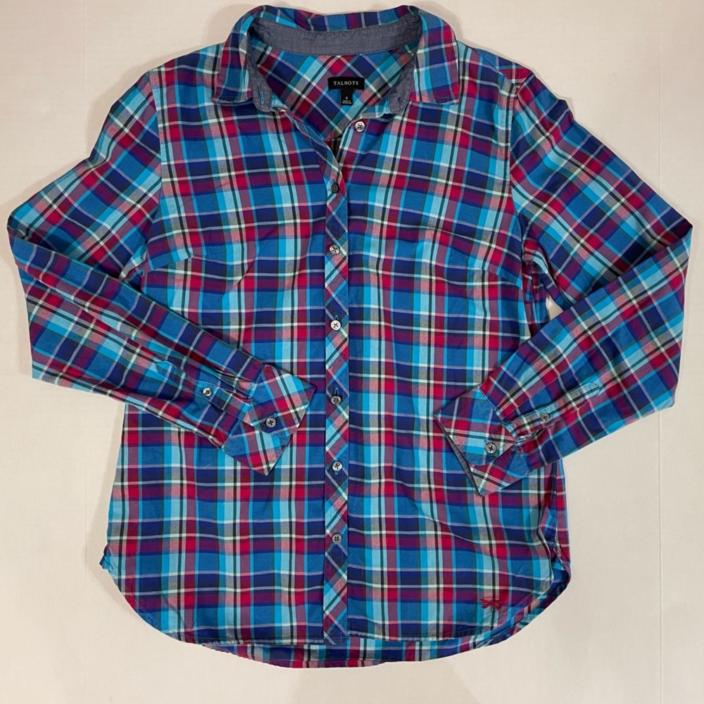 Talbots Multicolored Button Down Long Sleeve Flan… - image 5